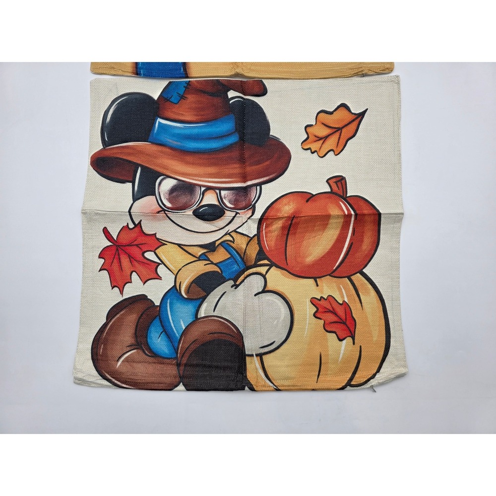 Disney Donald Duck‎ Mickey Mouse Fall Autumn Pillow Covers Set 2 Farmhouse - Picture 9 of 14